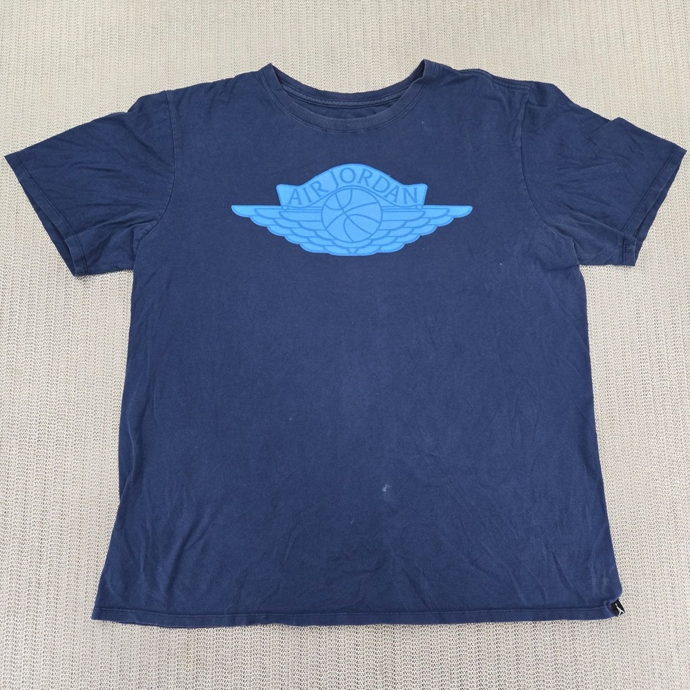 Jordan Shirt Mens XL Blue Short Sleeve Wing Basketball Logo Graphic Tee Nike